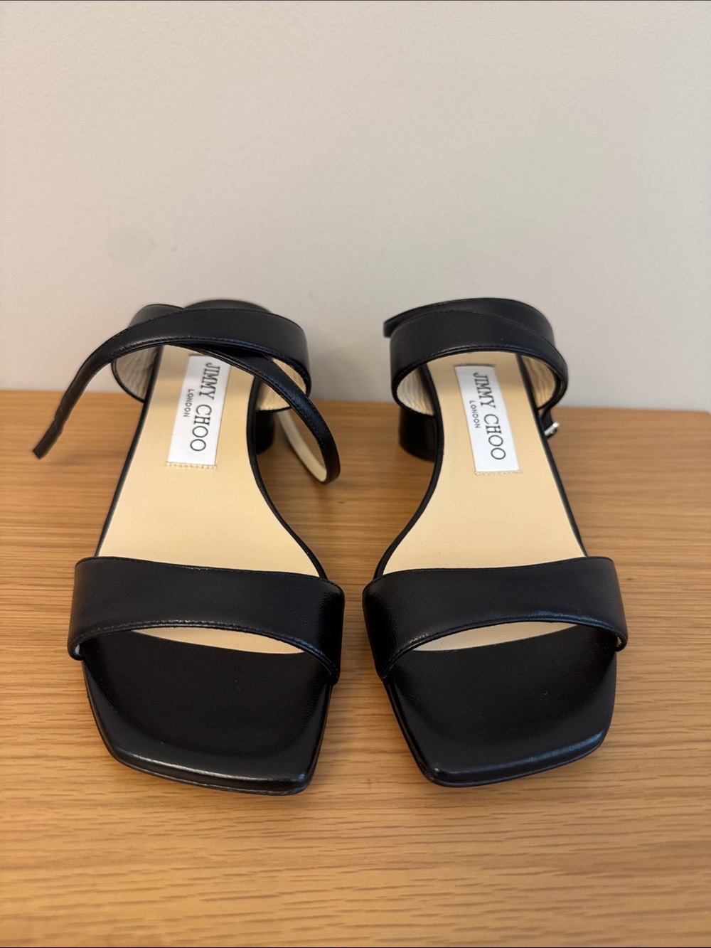 Jimmy Choo Black Leather Ankle-Strap Sandals